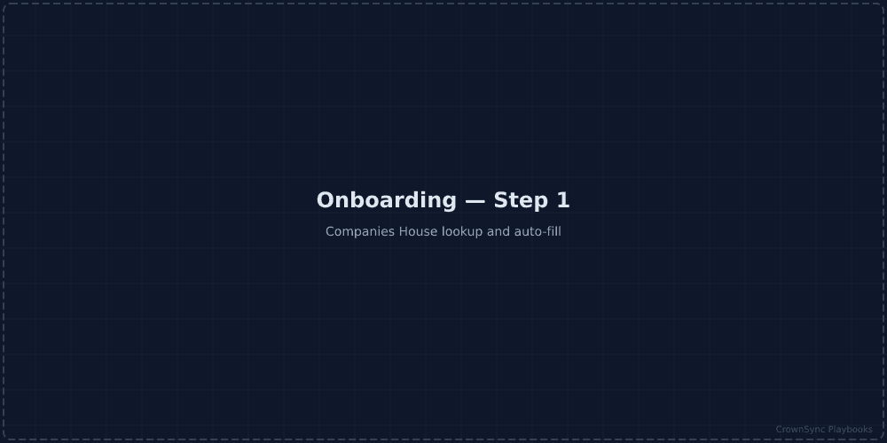 CrownSync Playbooks onboarding wizard — Step 1: Companies House lookup
